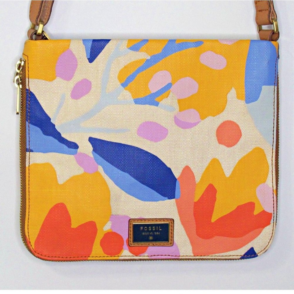 Fossil Multicolor Floral Canvas Crossbody Bag